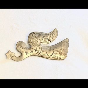 Vintage Victorian Angel Mourning Brooch Pin